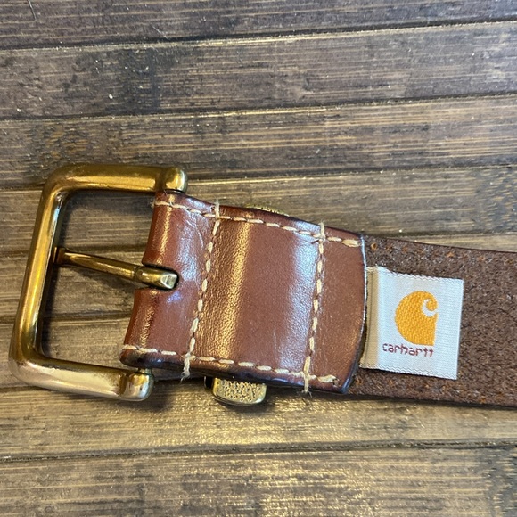 CARHARTT MENS BROWN LEATHER BELT SIZE 46 - Picture 3 of 8